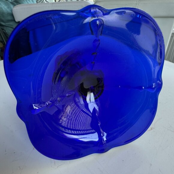 Vintage Cobalt Blue Glass Tapered Candle Holder 6 inches - Picture 4 of 5